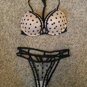 Polka Dot Lingerie Set in Black and Cream